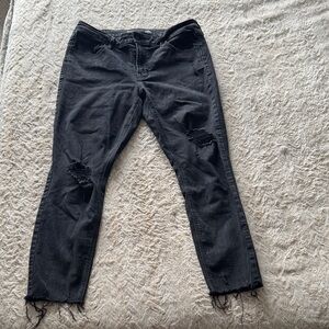 Old Navy Black Distressed Ankle Jeans
